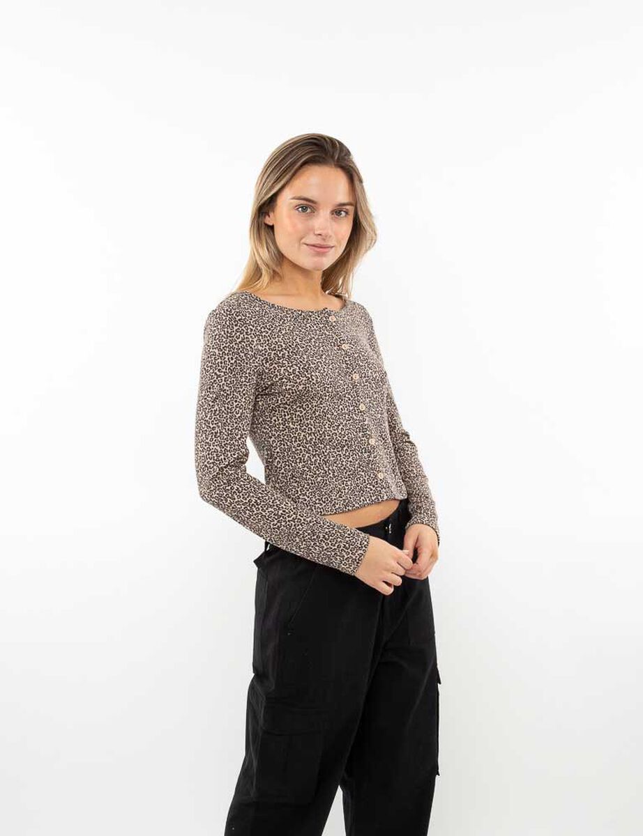 Sweater Crop Botones Mujer Icono