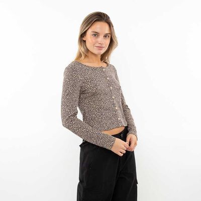 Sweater Crop Botones Mujer Icono