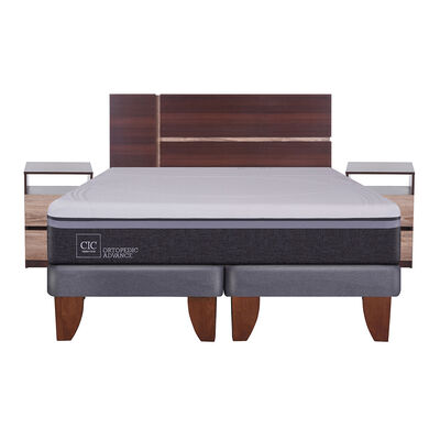 Imagen 2 del producto Cama Europea CIC Base Dividida King Ortopedic Advance + Respaldo + 2 Veladores