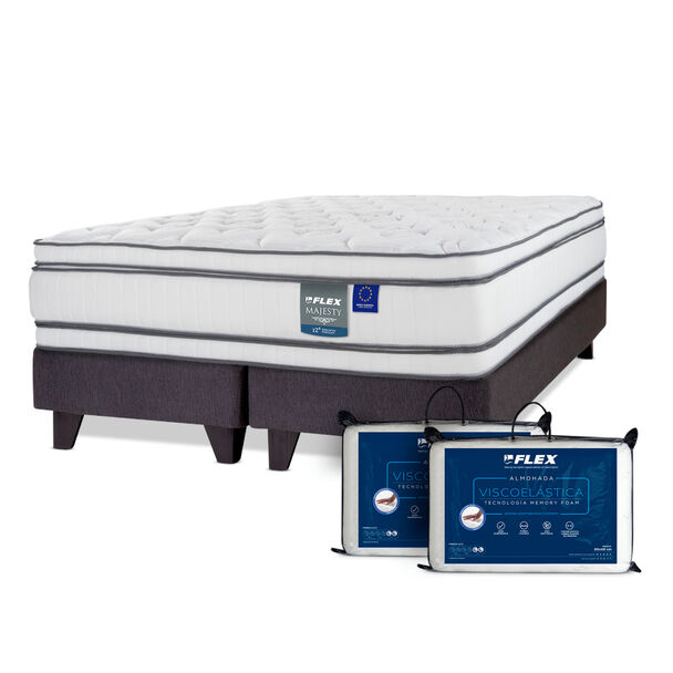 Cama Europea Flex King Majesty + 2 almohadas