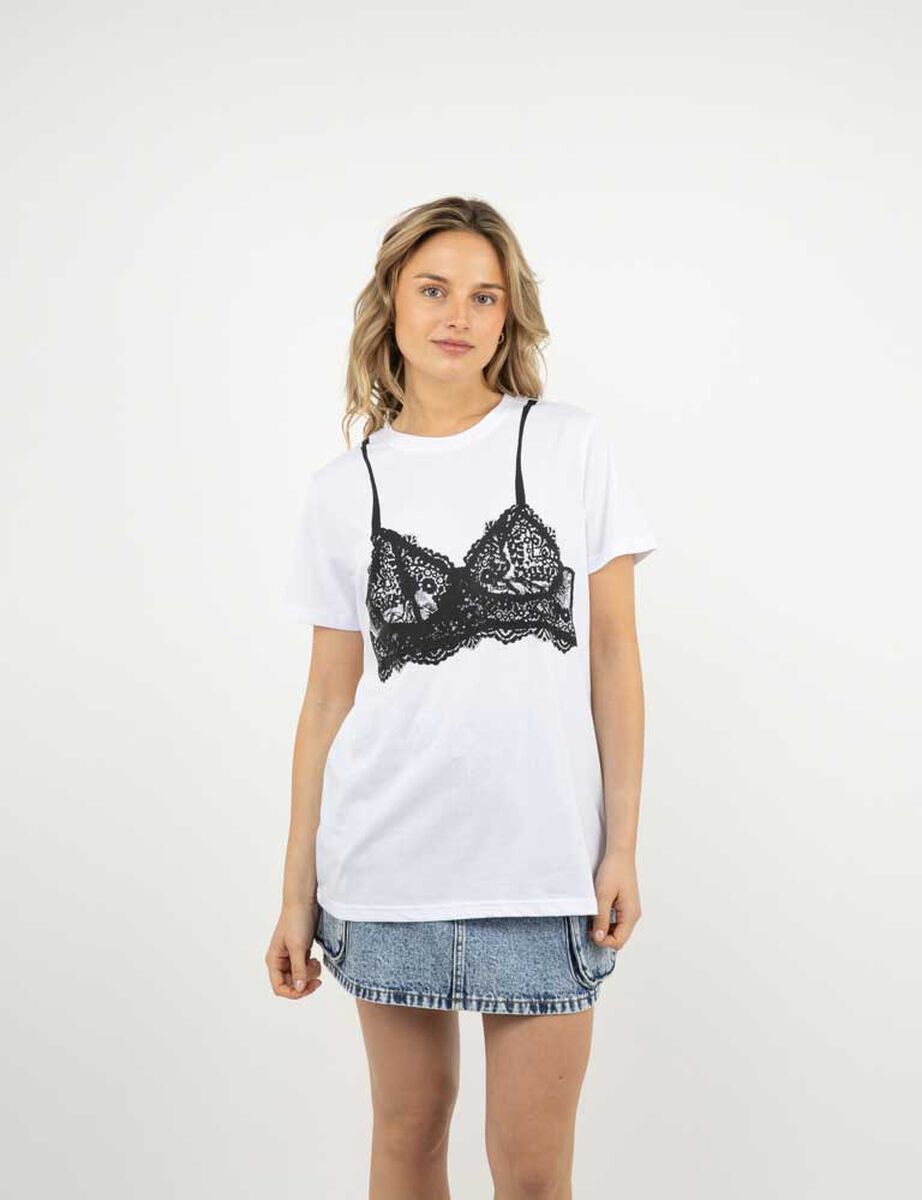 Polera Con Estampado Manga Corta Mujer Icono