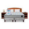 Combo Cama Europea Latam Home 2 Plazas Cannon BD Tela Gris + Textil + Respaldo + 2 Veladores Atlas
