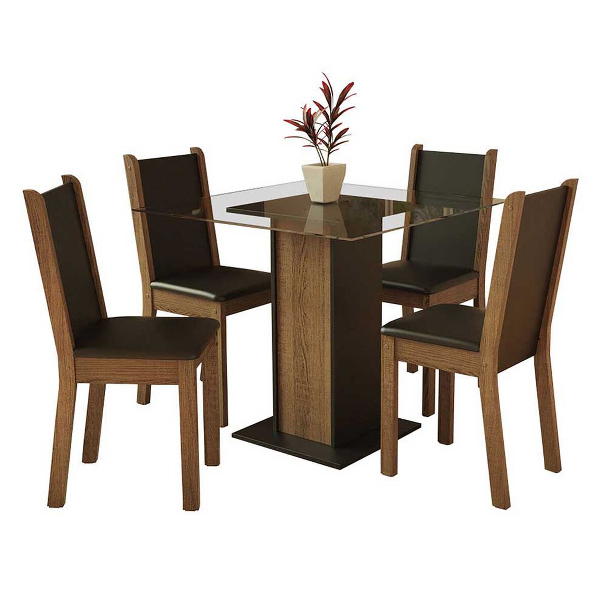 Juego de Comedor Vekkahome John 4 Sillas Café