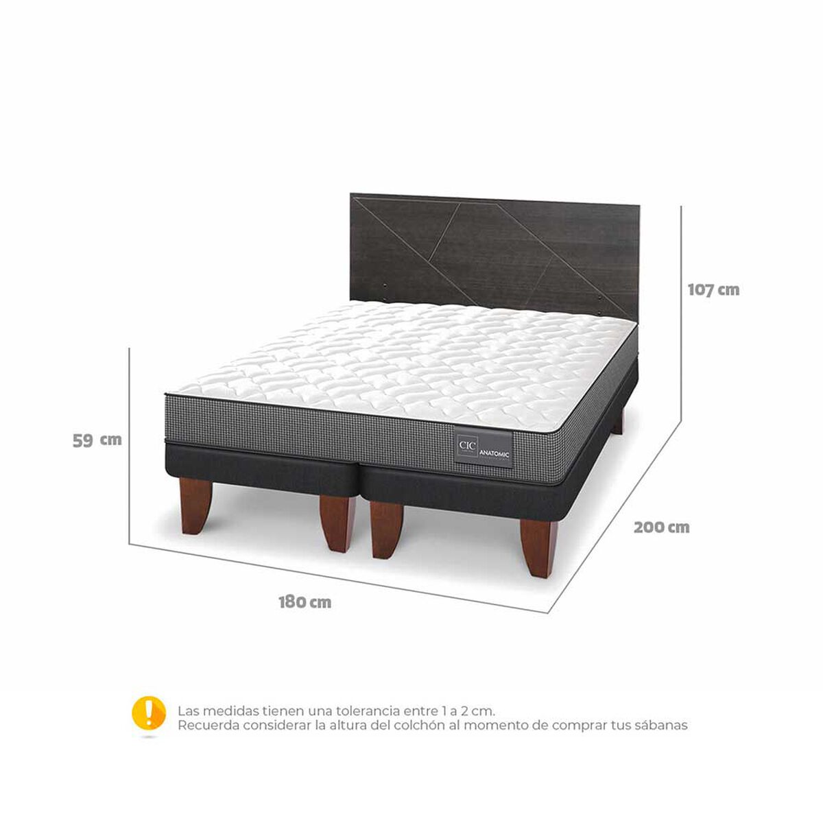Cama Europea CIC King Anatomic + Respaldo Villarrica