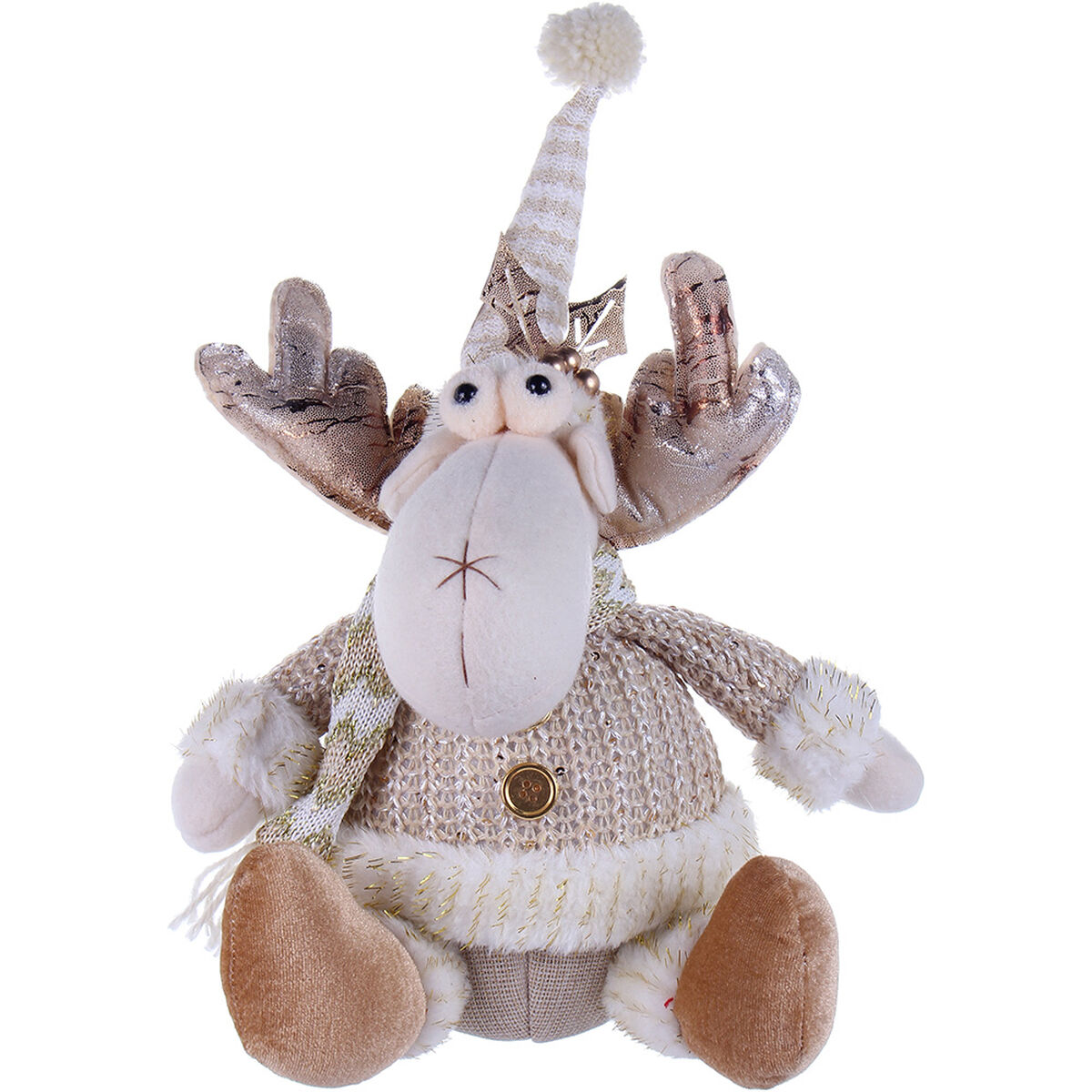 Adorno Navideño Reno Sentado Casanova Dorado 30 cm