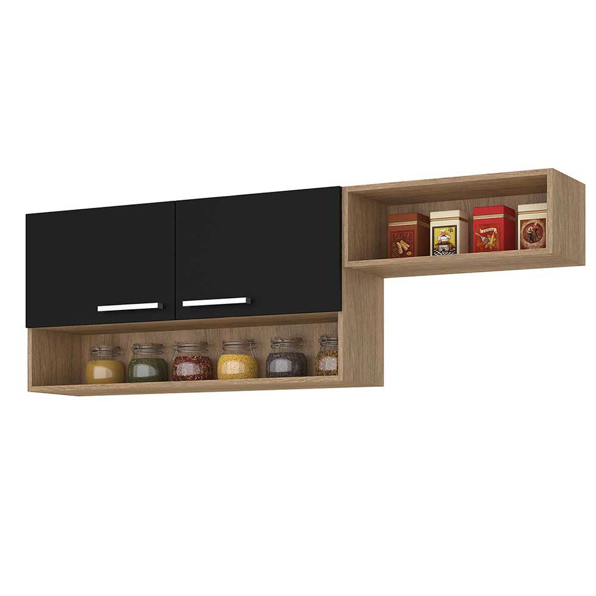 Mueble de Cocina Aereo Vekkahome Madri 2 Puertas Negro Café