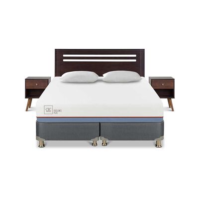 Cama Americana CIC Base Dividida 2 Plazas Excellence Plus + Respaldo + 2 Veladores Munich