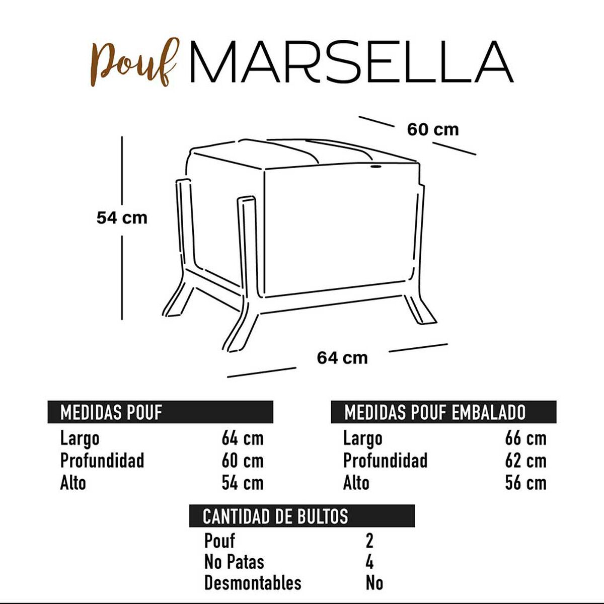Pouf Latam Home Marsella PU Chocolate