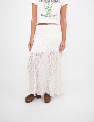 Imagen 1 del producto Falda Maxi Encaje Mujer Icono Blanco, Negro, Oliva