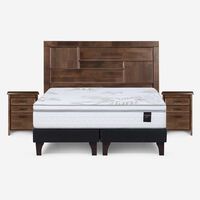 Cama Europea Rosen Base Dividida 2 Plazas Dolce + Respaldo + 2 Veladores