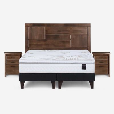 Imagen 1 del producto Cama Europea Rosen Base Dividida 2 Plazas Dolce + Respaldo + 2 Veladores