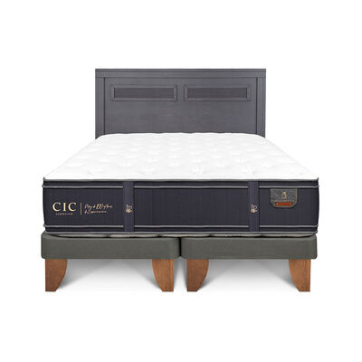 Cama Europea CIC Base Dividida 2 Plazas Grand Premium + Respaldo Milan Negro