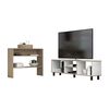 Combo Rack TV65 + Mesa de Arrimo TuHome Nomik Blanco Rovere