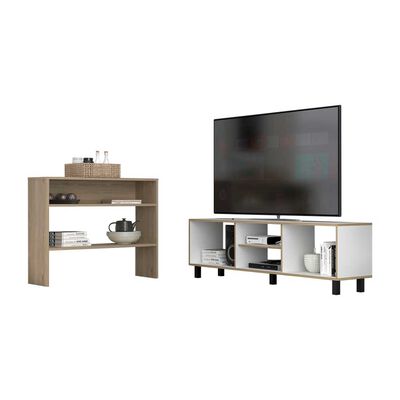 Imagen 2 del producto Combo Rack TV65 + Mesa de Arrimo TuHome Nomik Blanco Rovere