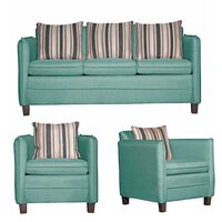 Juego de Living Ruzam Mobel Barcelona Sofá 3 Cuerpos + Dos Sillones 1 Cuerpo Lino Agua