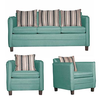 Imagen 1 del producto Juego de Living Ruzam Mobel Barcelona Sofá 3 Cuerpos + Dos Sillones 1 Cuerpo Lino Agua