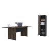 Combo Oficina Mesa Reuni&oacute;n + Biblioteca 1 Puerta Negro TuHome Home Office