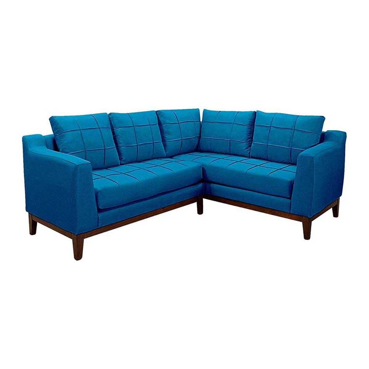 Sofá Seccional Derecho Living Factory Roble 5 Cuerpos Azul Petróleo