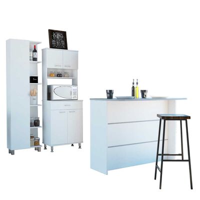 Imagen 2 del producto Combo Mueble Microondas + Barra de Cocina + Optimizador TuHome Kitchen Blanco