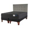 Cama Europea Flex Base Dividida King Black + Respaldo Gris