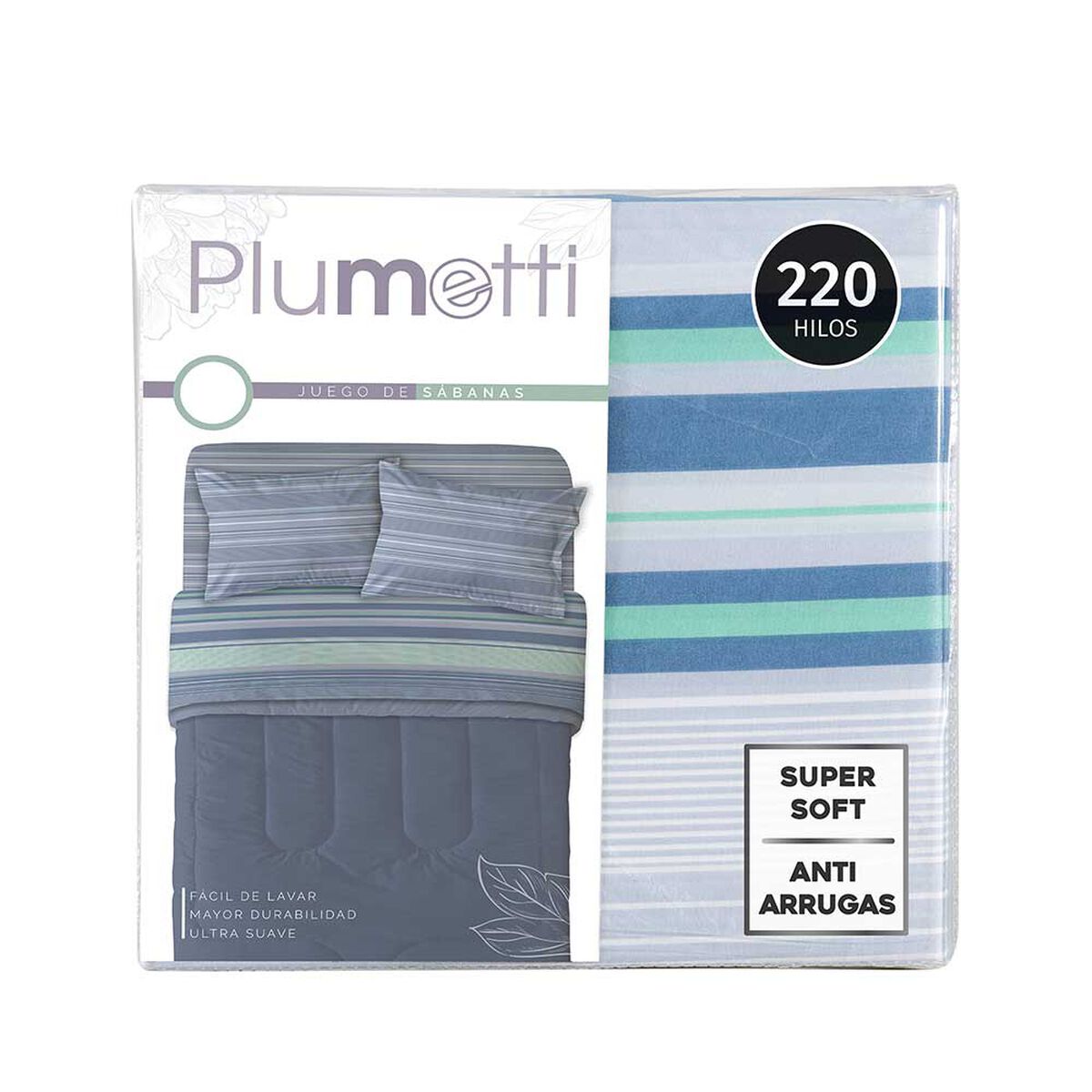 Juego de Sábanas Estampado Plumetti 1,5 Plazas Cypress
