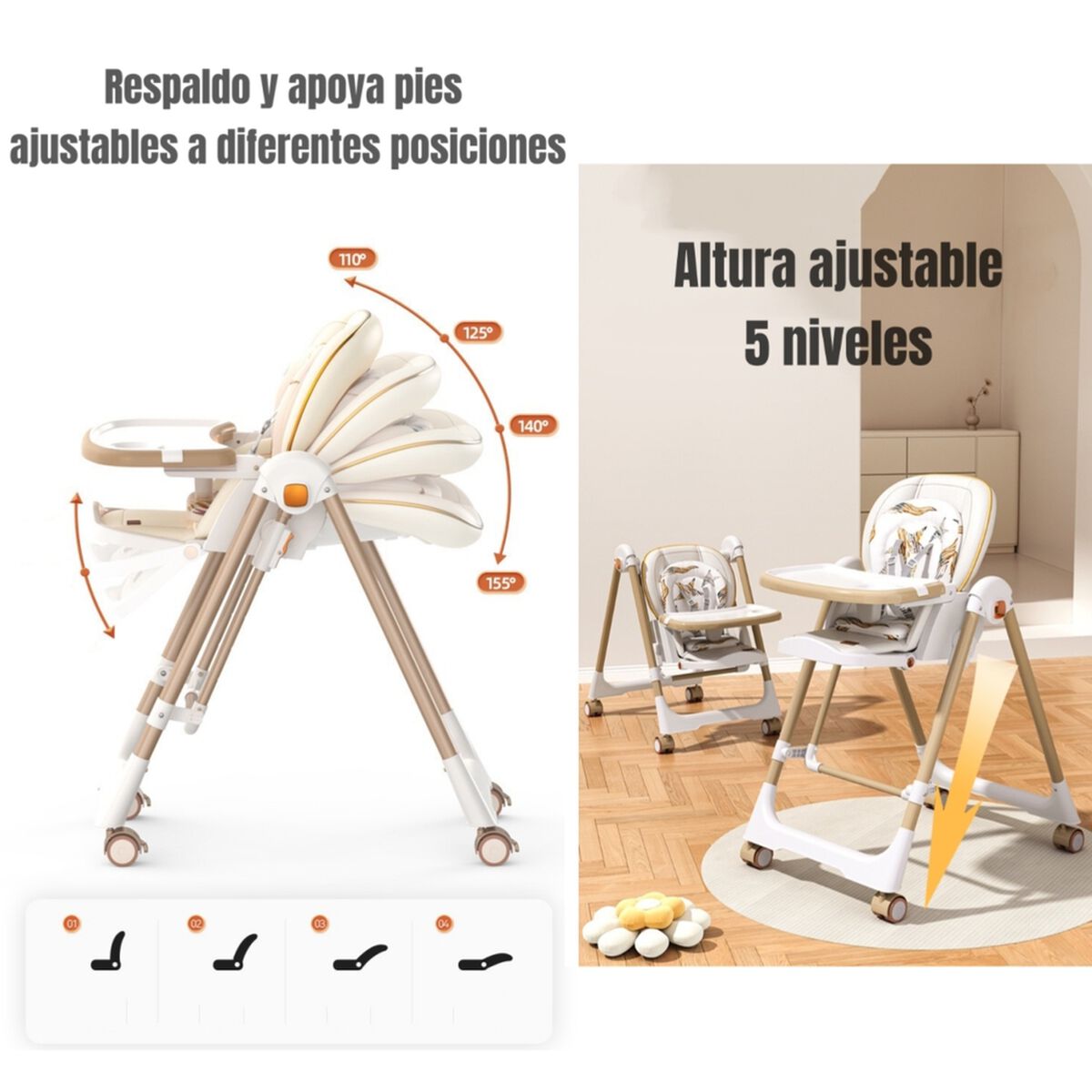Silla de Comer Columpio 2 en 1 Angel LuBabycas Blanca