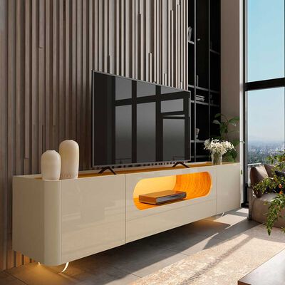 Imagen 1 del producto Rack TV 80"" Decocasa Mondrian Patas Vidrio Off White
