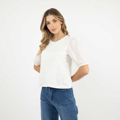 Polera Manga Corta Mujer Zibel Blanco, Negro, Rosado