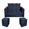 Juego de Living Diseño A&M Home Julietta Sofá 3 Cuerpos + 2 Pouf 1 Cuerpo Negro