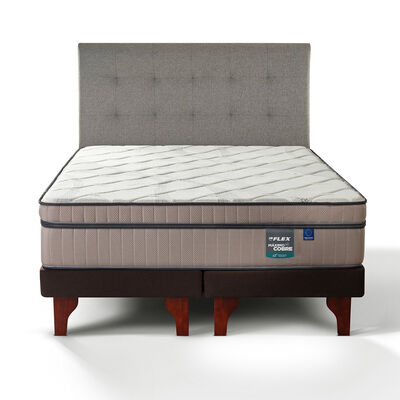 Cama Europea Flex Base Dividida King M&aacute;ximo Cobre + Respaldo Design Gris
