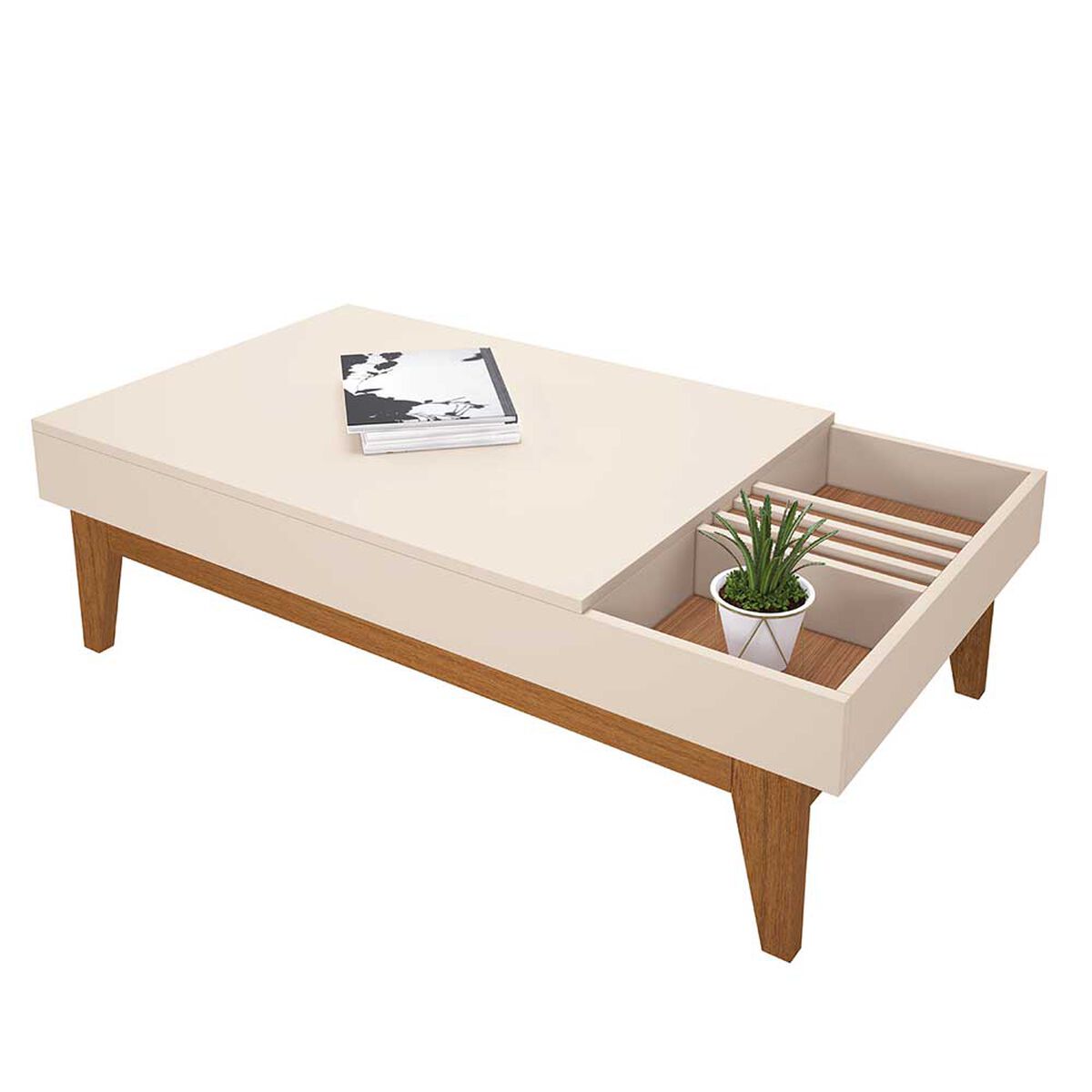 Combo Mesa de Centro + Mesa de Arrimo Jdo & Design Vitta Beige