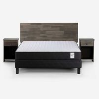 Cama Europea Rosen 2 Plazas Wave + Respaldo + 2 Veladores Tabor Grafito