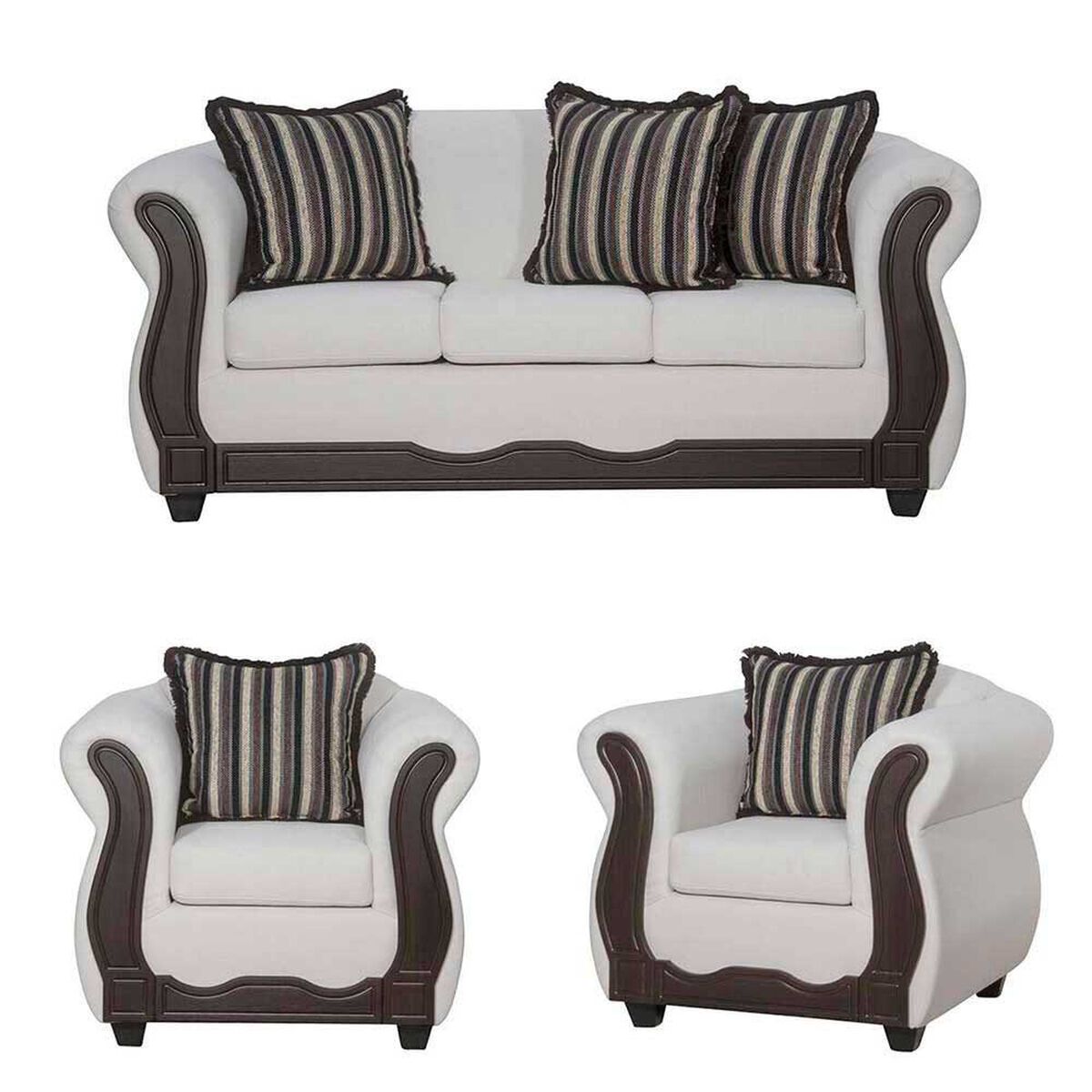 Juego de Living Black Factory Sofia Sof&aacute; 3 Cuerpos + Dos Sillones 1 Cuerpo Crudo