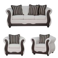 Juego de Living Black Factory Sofia Sofá 3 Cuerpos + Dos Sillones 1 Cuerpo Crudo