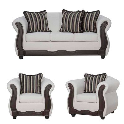 Juego de Living Black Factory Sofia Sofá 3 Cuerpos + Dos Sillones 1 Cuerpo Crudo