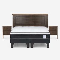 Cama Europea Rosen Base Dividida 2 Plazas Anna + Respaldo + 2 Veladores