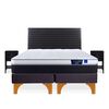 Cama Europea Flex King Nexus Base Dividida + Respaldo Modern Grafito + Velador Rover