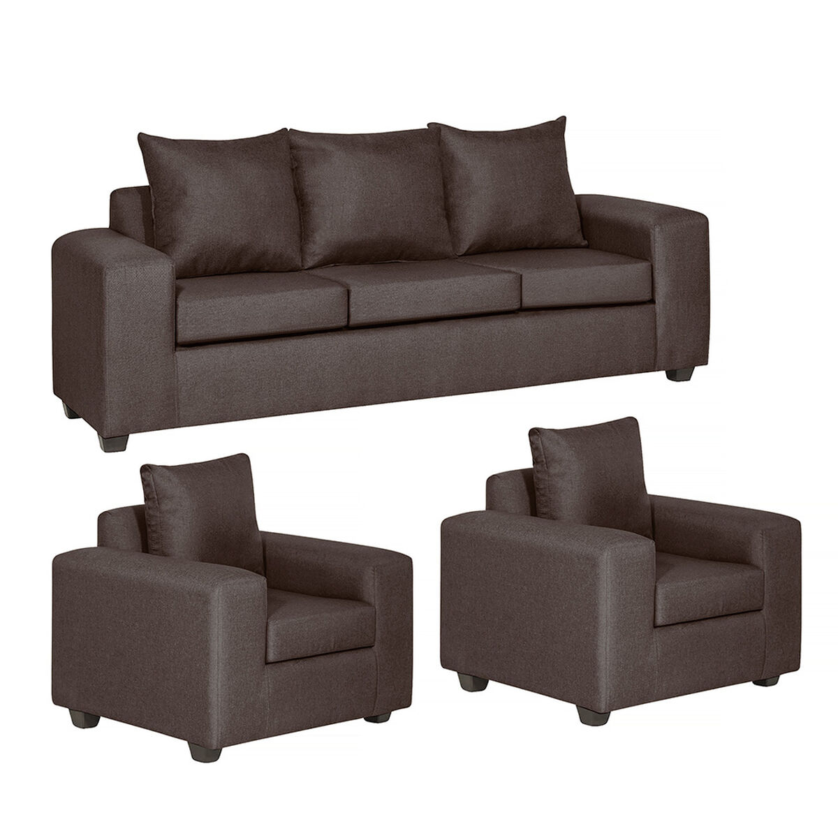 Juego de Living Innovamuebles Kahlo Sofá 3 Cuerpos + Dos Sillones 1 Cuerpo Chocolate