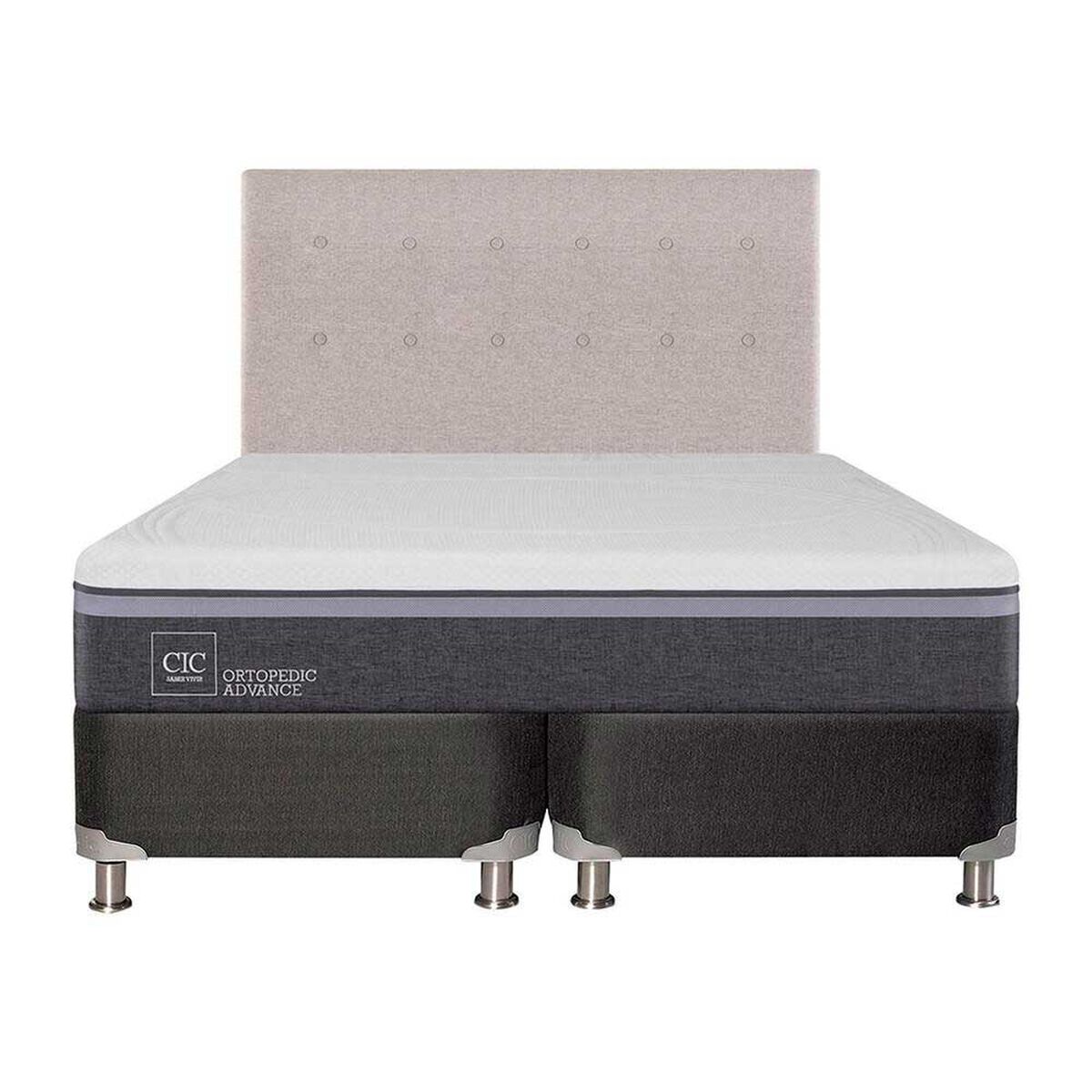 Box Spring CIC Base Dividida 2 Plazas Ortopedic Advance + Respaldo Tigris