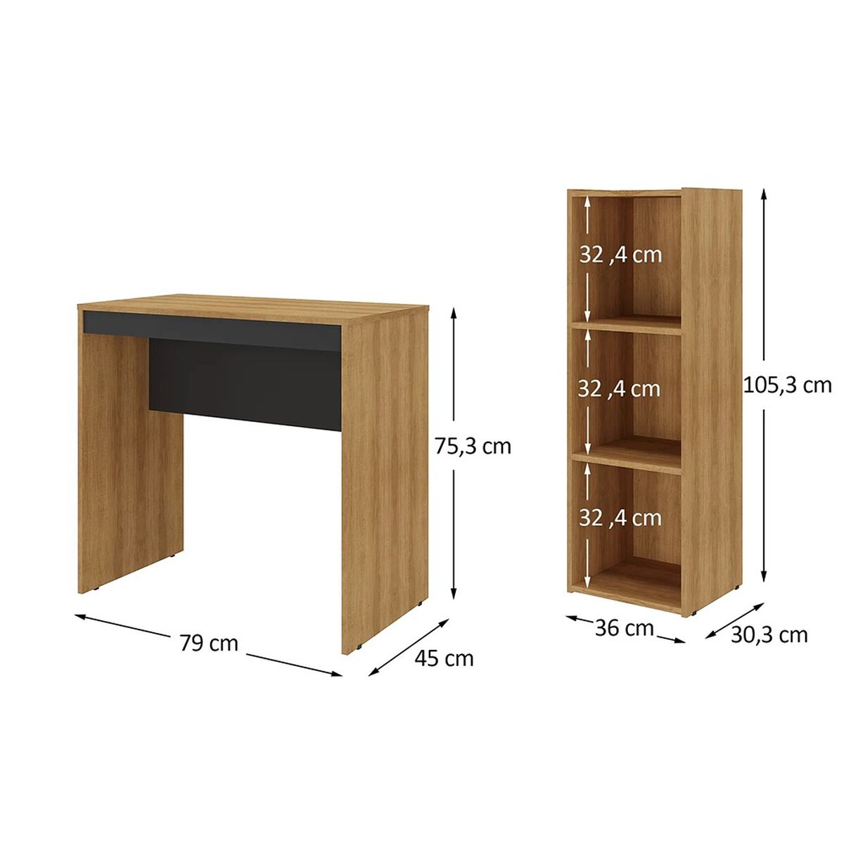 Escritorio + Librero Mons Home Office Mel/Preto