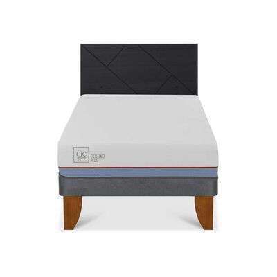 Imagen 1 del producto Cama Europea CIC 1,5 Plazas Excellence Plus + Respaldo Villarrica Negro