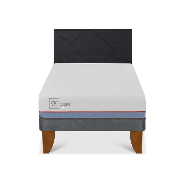 Cama Europea CIC 1,5 Plazas Excellence Plus + Respaldo Villarrica Negro