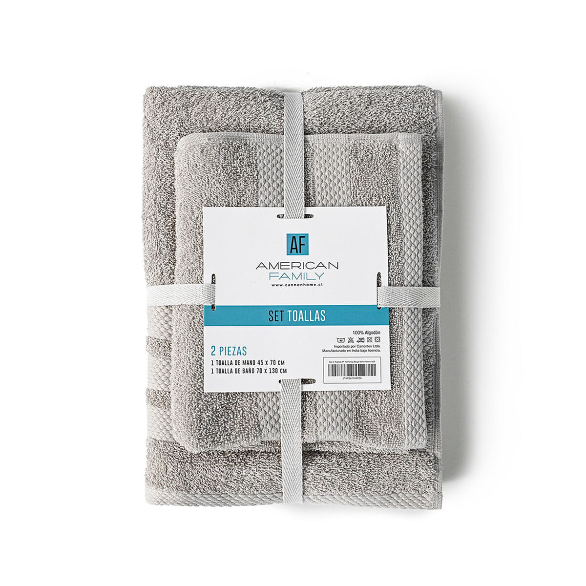Set 2 Toallas de Ba&ntilde;o American Family Gris