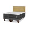 Cama Europea CIC Base Dividida 2 Plazas Lux + Respaldo Milan Mostaza