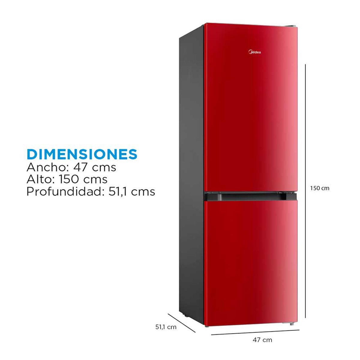 Midea Refrigerador Frío Directo 169 lts. MDRB241FGE13 150x47CM