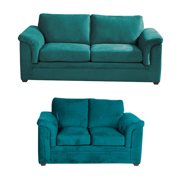 Juego de Living Latam Home Ancona 3 Cuerpos + Sofá 2 Cuerpos Turquesa