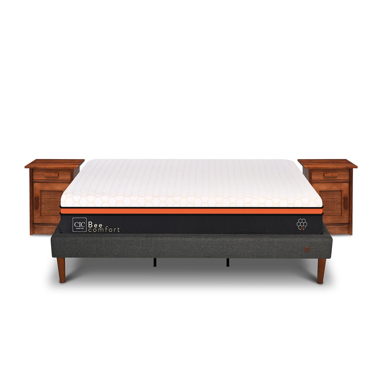 Cama Europea Curve CIC King Bee Comfort + 2 Veladores