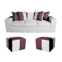 Sofa + 2 Pouff A&M Home Benjamin Gris Negro