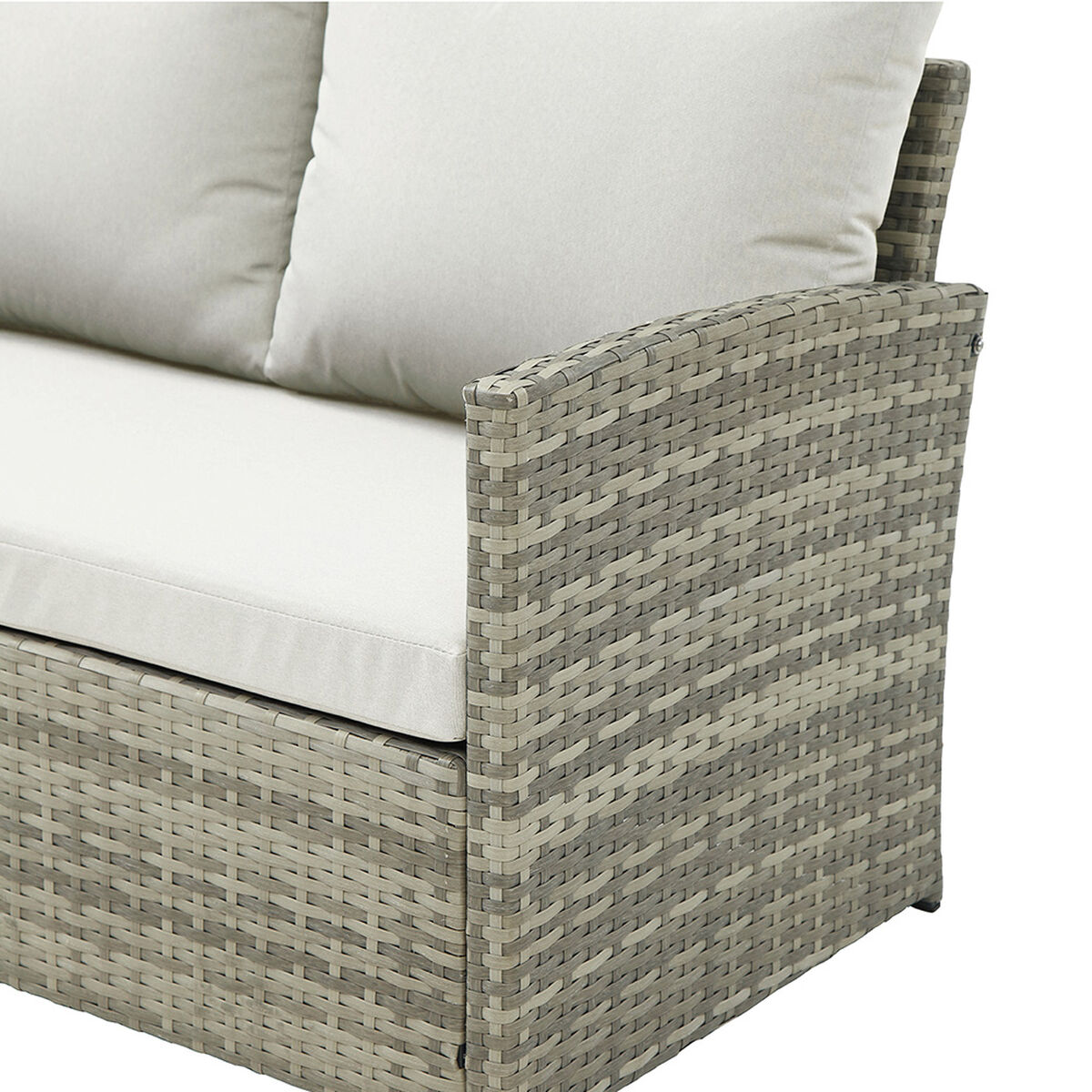 Juego de Terraza Vekkahome Hades Sofá Seccional 6 Cuerpos + Dos Pouf Beige