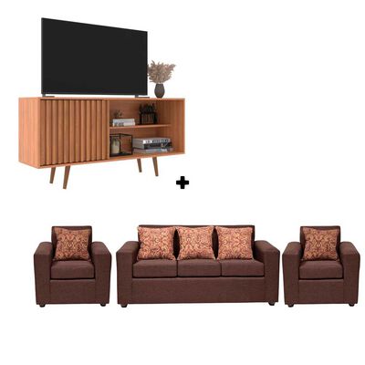 Imagen 1 del producto Rack Almore Paris Freijo y Café Hasta 55"" + Seccional